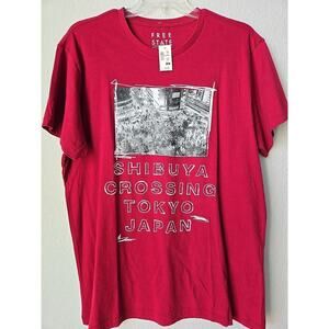 NWT Free State Men's T-Shirt XL Shibuya Crossing Tokyo Japan Red Graphic Tee